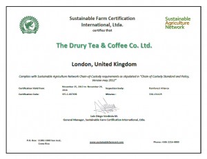 Rainforest Alliance Certificate 2013 - 2016